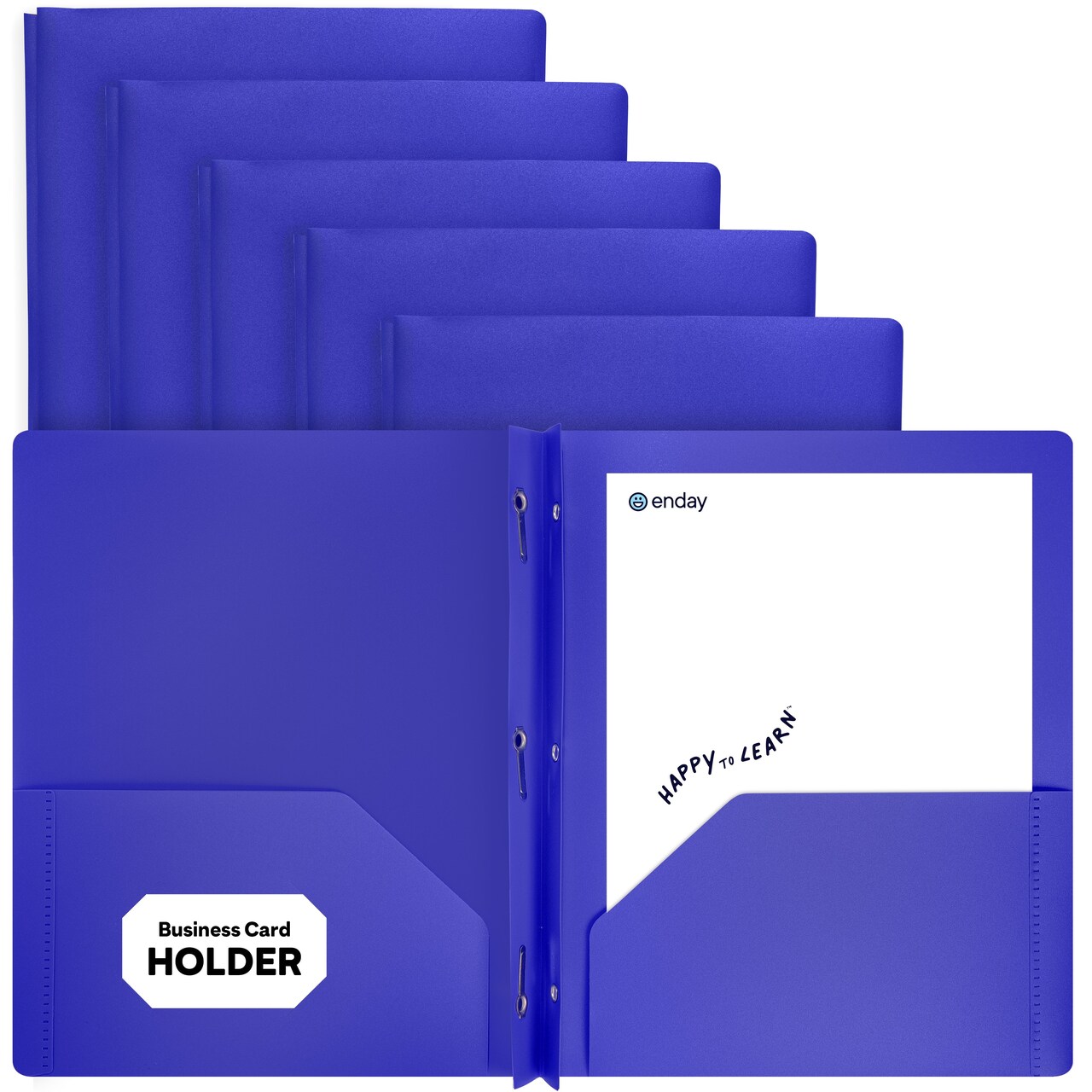 Plastic Folders with Pockets and Prongs, Assorted Colors Two Pocket Folder with Brads, 6 Pc –by Enday